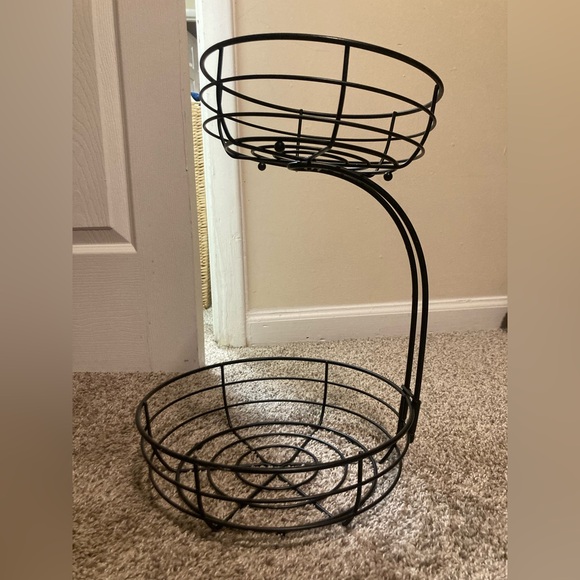 Elegant Black Wire Double Tiered Basket Organizer - Picture 3 of 9